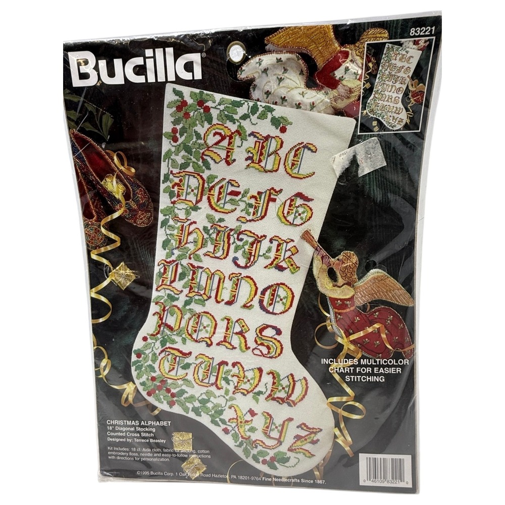 New Bucilla Christmas Alphabet Stocking Counted Cross Stitch Kit 83221